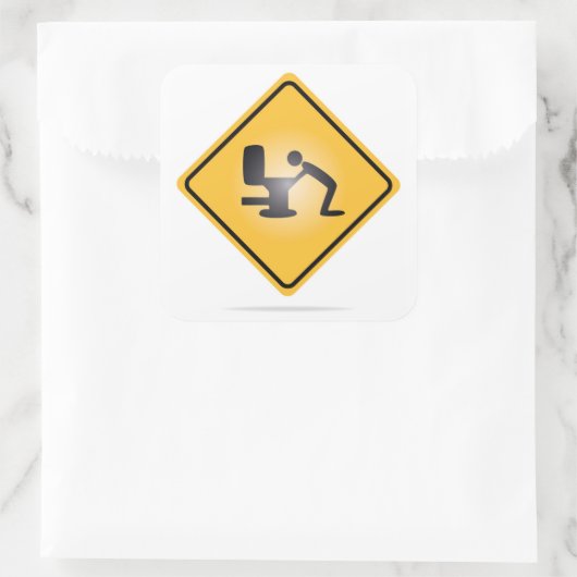 イエローハングオーバー警告標識シール スクエアシール (バッグ)