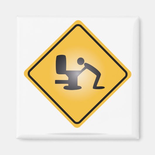 イエローハングオーバー警告標識磁石 マグネット (正面)