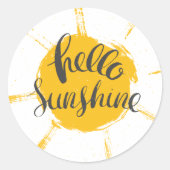 イエローハンドドロードサンハローサンシャインイメージ文字アート ラウンドシール (正面)