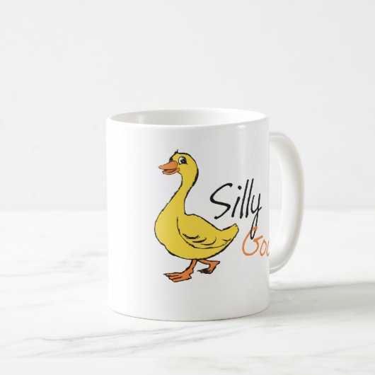 イエローハンドドロー間抜けドガチョウベビーグース漫画 コーヒーマグカップ (正面右)