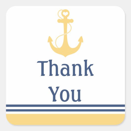 イエローハートいかりありがとう スクエアシール (正面)