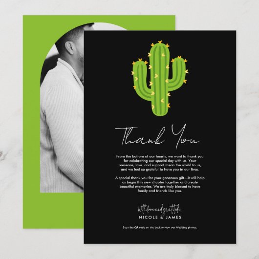 イエローハートサボテンフィエスタラブサンキュー 招待状 (正面/裏面)