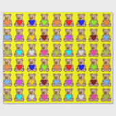 イエローハートテディベア ラッピングペーパー (フラット)