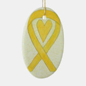 イエローハート認識度リボンセラミックアートオーナメント セラミックオーナメント (右)