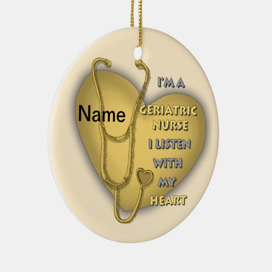 イエローハート高齢者ナースカスタムナース セラミックオーナメント (右)
