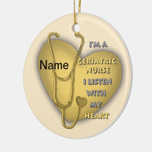 イエローハート高齢者ナースカスタムナース セラミックオーナメント (左)