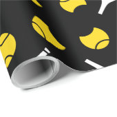 イエローハーフボールとラケットのスポーツテニスギフト ラッピングペーパー (ロールコーナー)