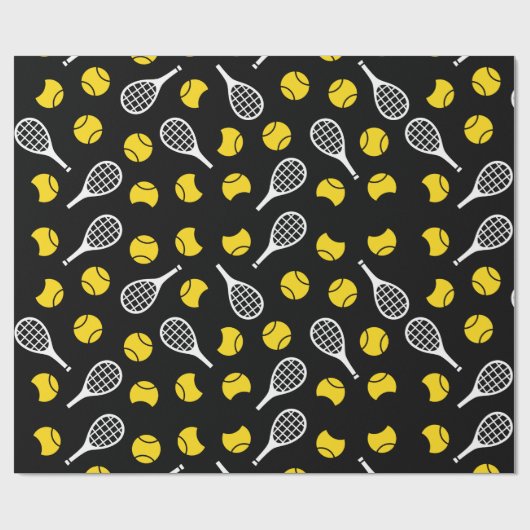 イエローハーフボールとラケットのスポーツテニスギフト ラッピングペーパー (フラット)