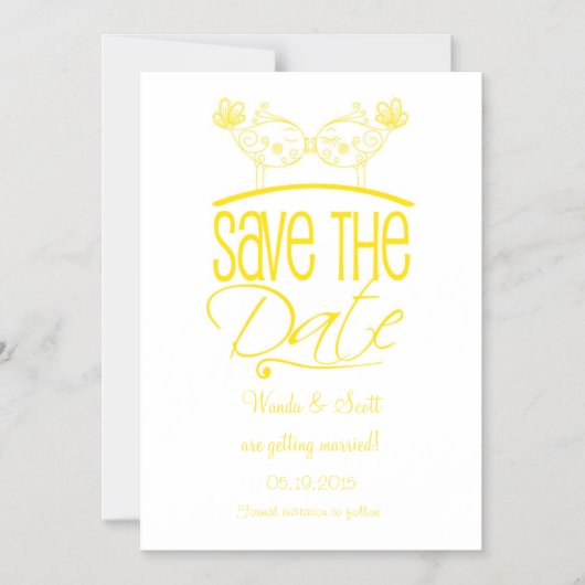 イエローバキスをするリズ磁気保存日 マグネット招待状 (正面)