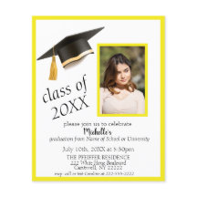 イエローバジェットのフォト卒業パーティー招待状