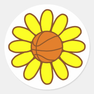 イエローバスケットボールガール ラウンドシール