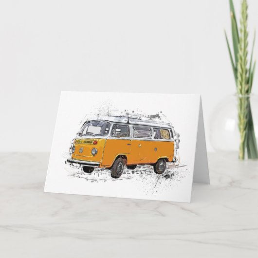 イエローバス折り畳みグリーティングカード カード (正面)