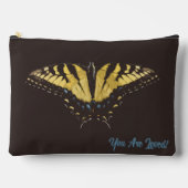 イエローバタフライとイニシャルオンアクセサリーバッグ アクセサリーポーチ (正面)