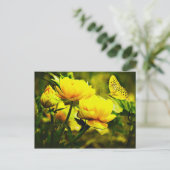 イエローバタフライとバラ ポストカード (スタンド正面)