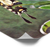 イエローバタフライアンドフラワーアートプリント ポスター (角)