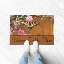 イエローバタフライウェルカム ドアマット