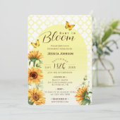 イエローバタフライガーデンベビーシャワー 招待状 (スタンド正面)