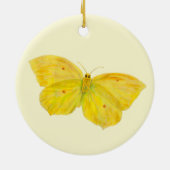 イエローバタフライコモン飛んでいるブリムストーン セラミックオーナメント (裏面)