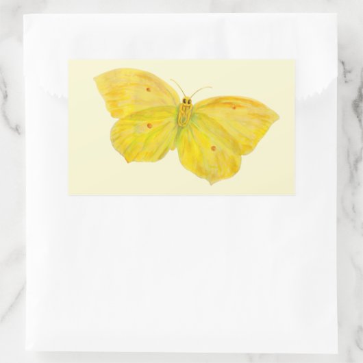 イエローバタフライコモン飛んでいるブリムストーン 長方形シール (バッグ)