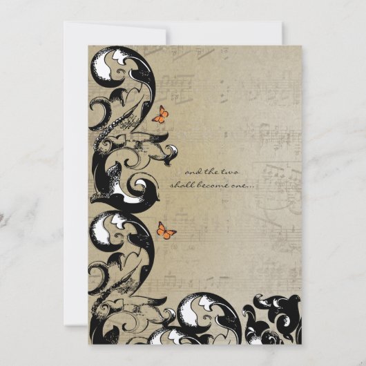 イエローバタフライスワール結婚式招待状 招待状 (裏面)