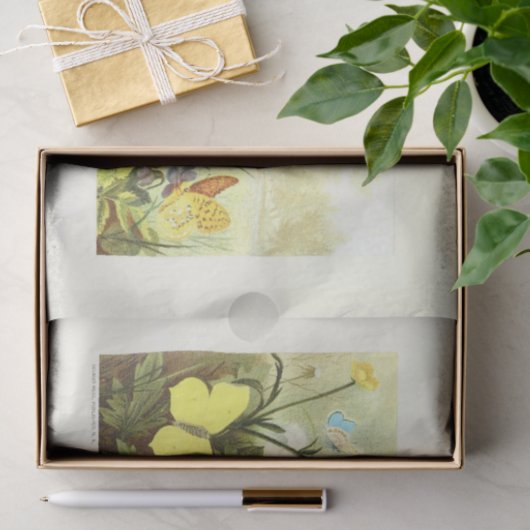 イエローバタフライフローラエフェメラデクペフランスのージ 薄葉紙 (ギフト)