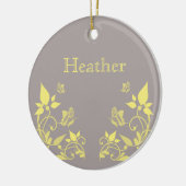 イエローバタフライフローラオーナメント セラミックオーナメント (左)