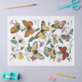 イエローバタフライモーニンググローリーフラワーデコップページ 薄葉紙 (クラフト)