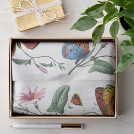 イエローバタフライモーニンググローリーフラワーデコップページ 薄葉紙 (ギフト)