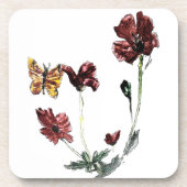 イエローバタフライレッドポピー コースター (正面)