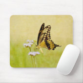 イエローバタフライワイルドフラワーアートマウスパッド マウスパッド (マウス)