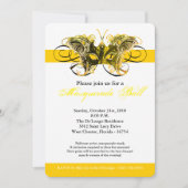 イエローバタフライ仮装マスクの仮装ハロウィーン 招待状 (正面)