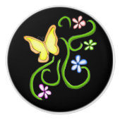 イエローバタフライ春の花セラミックノブ セラミックノブ (正面)