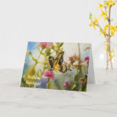 イエローバタフライ自然アート誕生日カード カード (黄色い花)