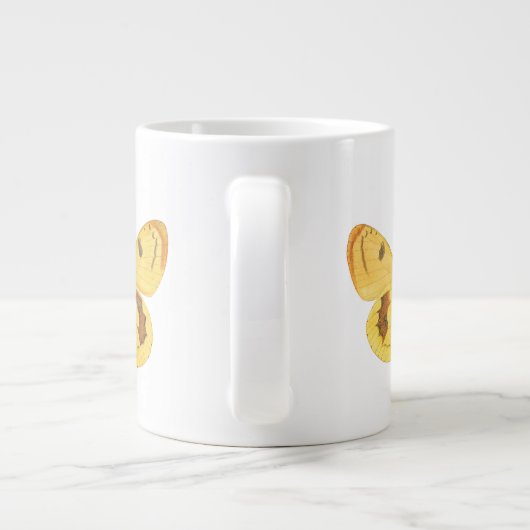 イエローバタフライ – エレガントヴィンテージファインアートマグカップ ジャンボコーヒーマグカップ (裏面)