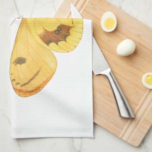 イエローバタフライ – ヴィンテージファインアートキッチンタオル キッチンタオル (四つ折り)