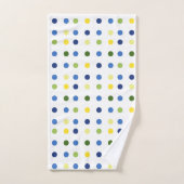 イエローバターカップとブルーアイリスドット バスタオルセット (ハンドタオル)