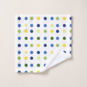 イエローバターカップとブルーアイリスドット バスタオルセット (ウォッシュタオル)