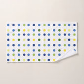 イエローバターカップとブルーアイリスドット バスタオルセット (ハンドタオル)