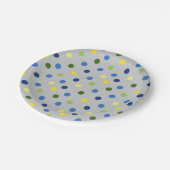 イエローバターカップとブルーアイリスドット ペーパープレート (アングル)