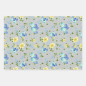 イエローバターカップとブルーアイリスラッピング紙 ラッピングペーパーシート (正面)