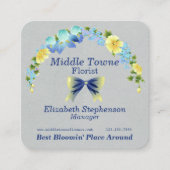 イエローバターカップとブルーアイリス スクエア名刺 (正面)