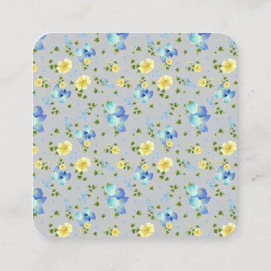 イエローバターカップとブルーアイリス スクエア名刺 (裏面)