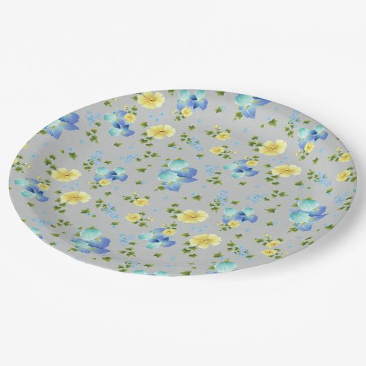 イエローバターカップアンドブルーアイリス紙プレート ペーパープレート (アングル)
