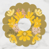 イエローバターカップピンク緑のフローラパーティー ワイングラスタグ (裏面)