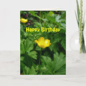 イエローバターカップフラワー誕生日テンプレート カード (正面)