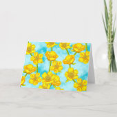 イエローバターカップフローラデザイン ノートカード (正面)