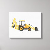 イエローバックホローダー建築車両 キャンバスプリント (正面)