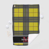 イエローバッファロープレイドパターンイニシャルモノグラム ゴルフタオル (インサイチュ)