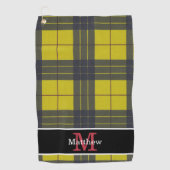 イエローバッファロープレイドパターンイニシャルモノグラム ゴルフタオル (正面)