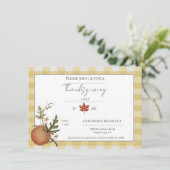 イエローバッファロープレイドパンプキンサンクスギビングディナー 招待状 (スタンド正面)